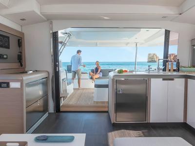 Salon of Karina, a Fountaine Pajot Elba 45 catamaran at Procida, Italy