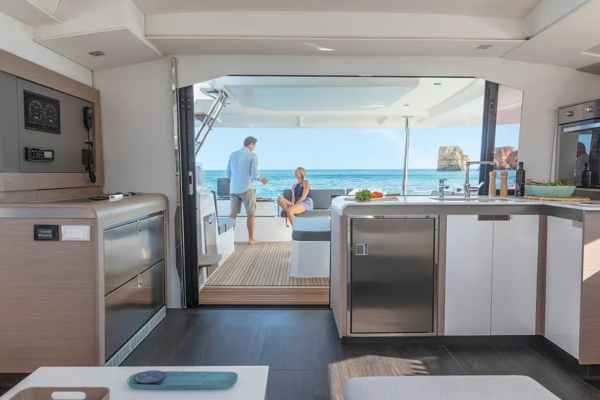 Salon of Karina, a Fountaine Pajot Elba 45 catamaran at Procida, Italy