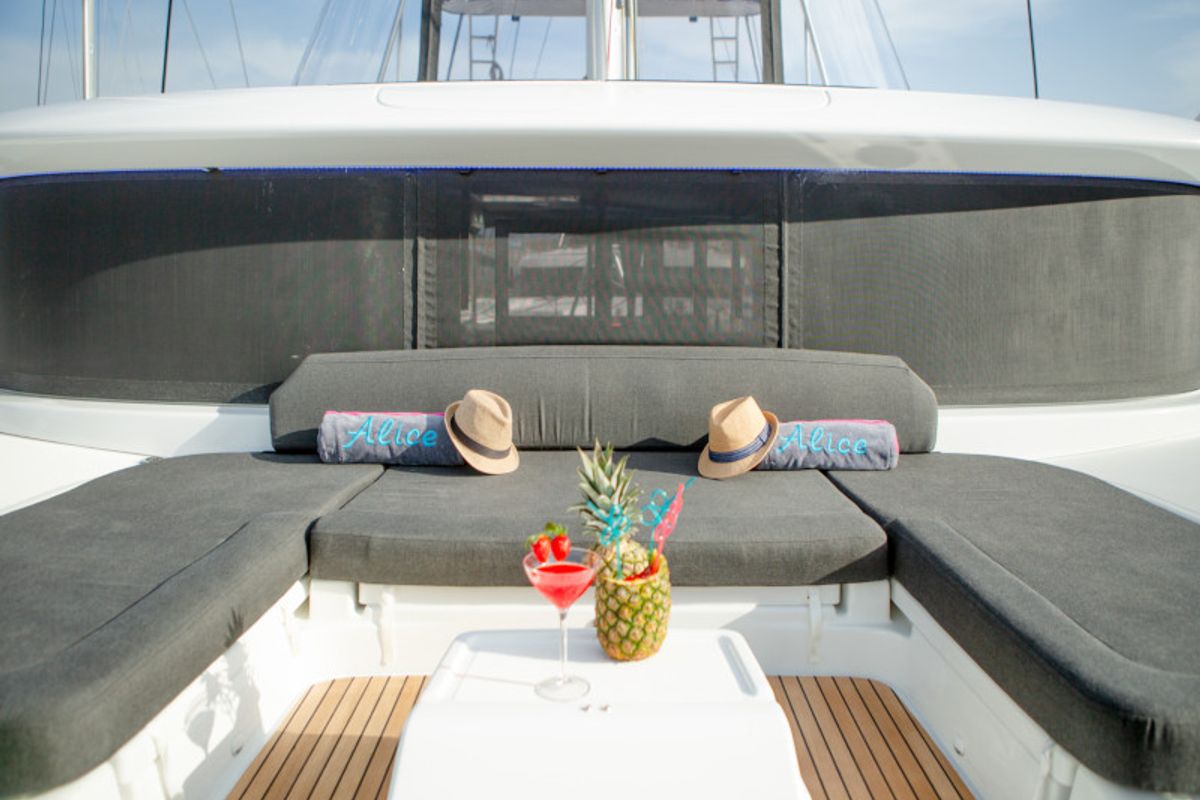 Deck of Alice, a Lagoon 46 catamaran at Athens, Greece