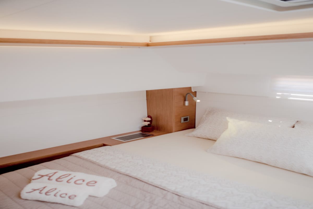 Cabin on Alice, a Lagoon 46 catamaran at Athens, Greece