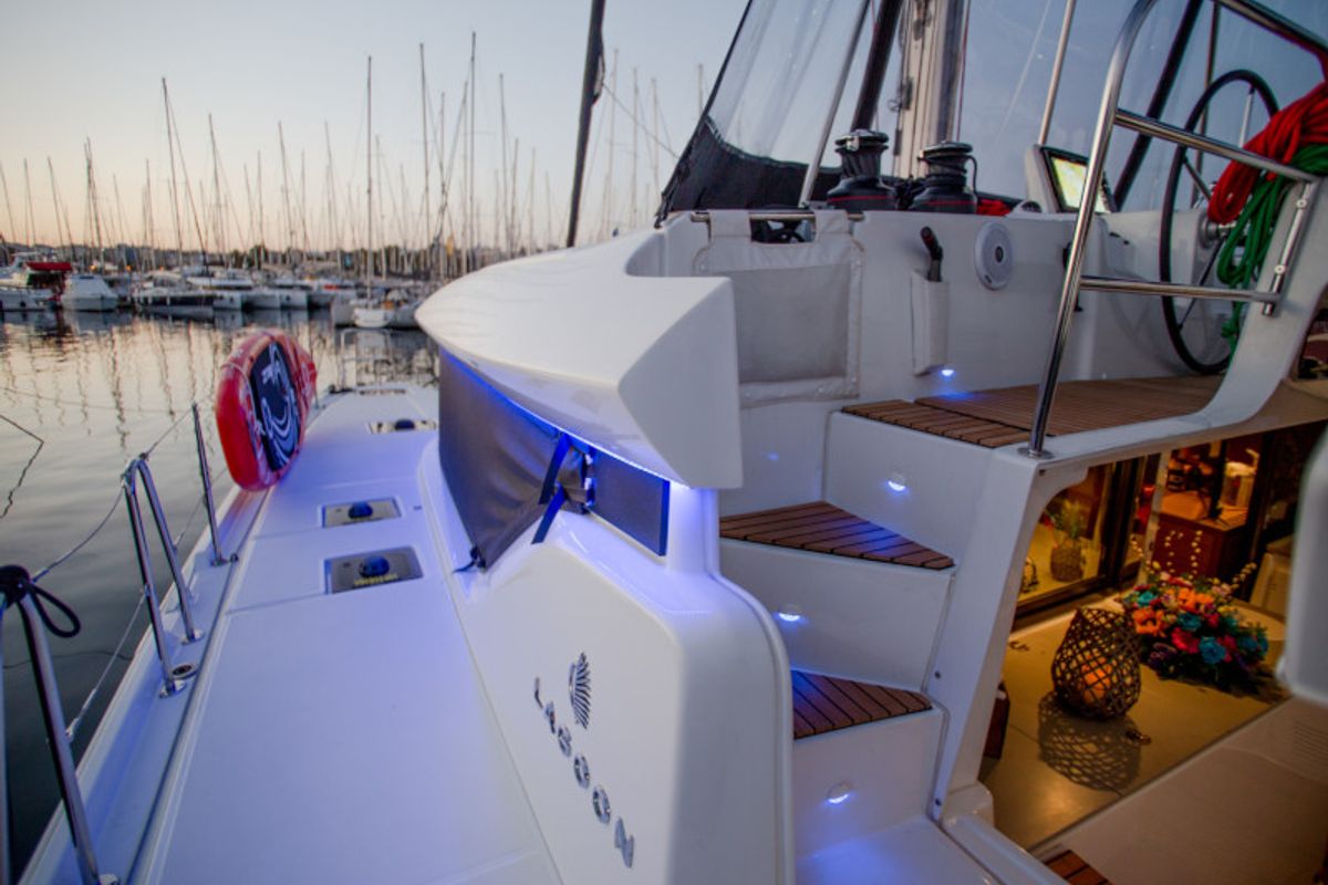 Deck of Alice, a Lagoon 46 catamaran at Athens, Greece