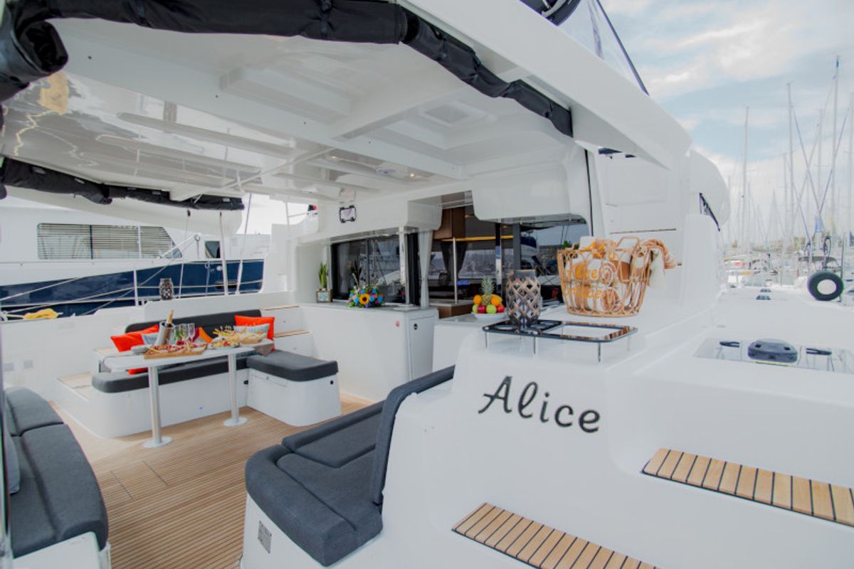 Cabin on Alice, a Lagoon 46 catamaran at Athens, Greece