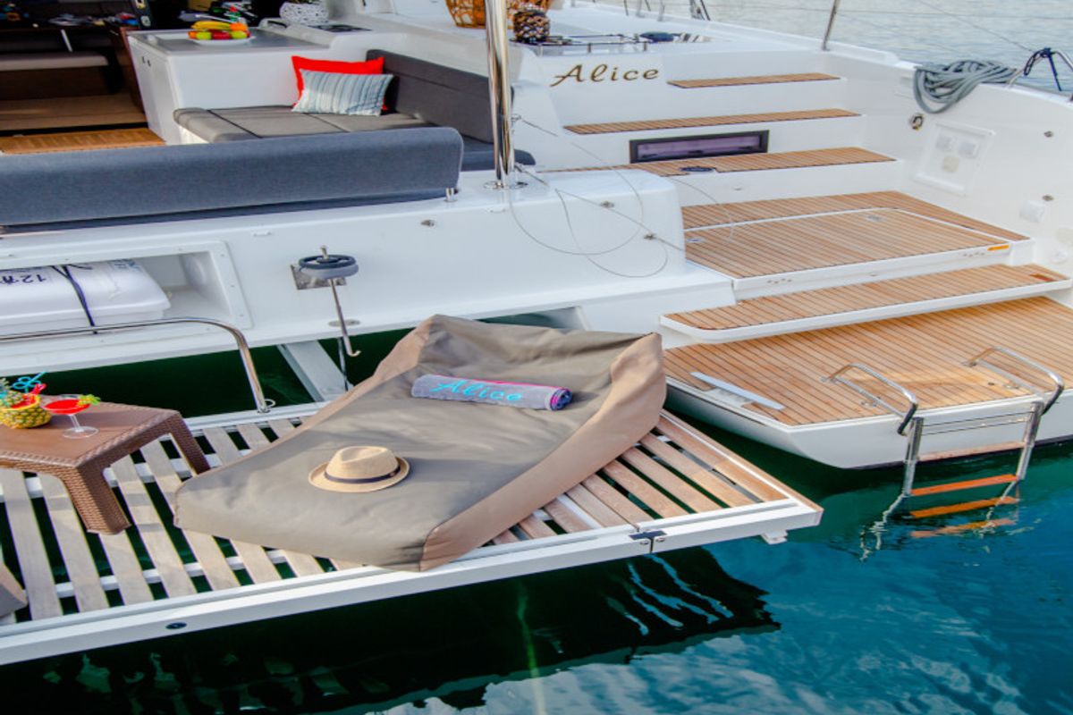 Deck of Alice, a Lagoon 46 catamaran at Athens, Greece