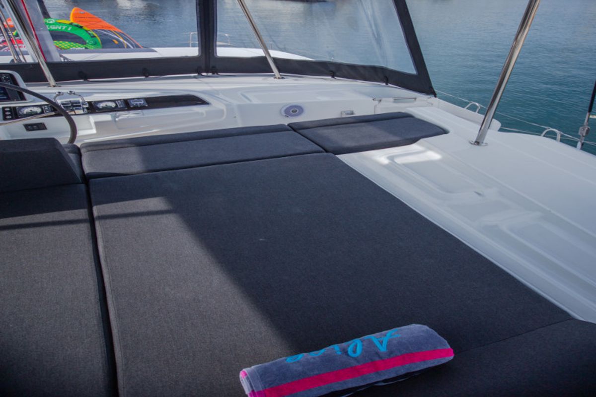 Deck of Alice, a Lagoon 46 catamaran at Athens, Greece