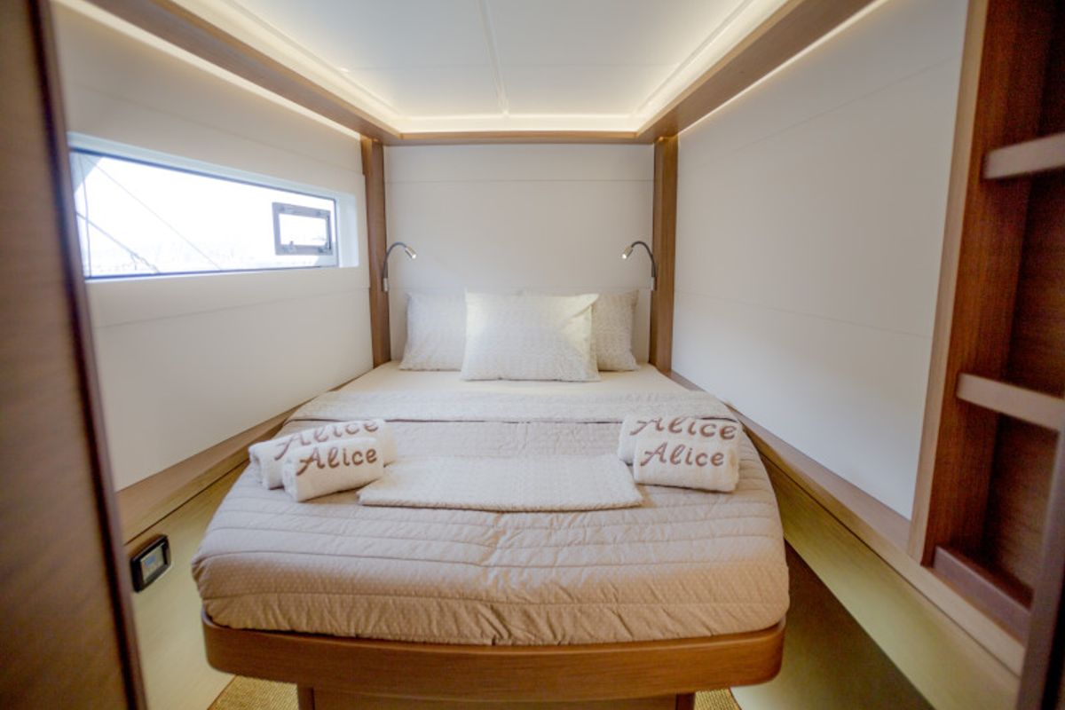 Cabin on Alice, a Lagoon 46 catamaran at Athens, Greece