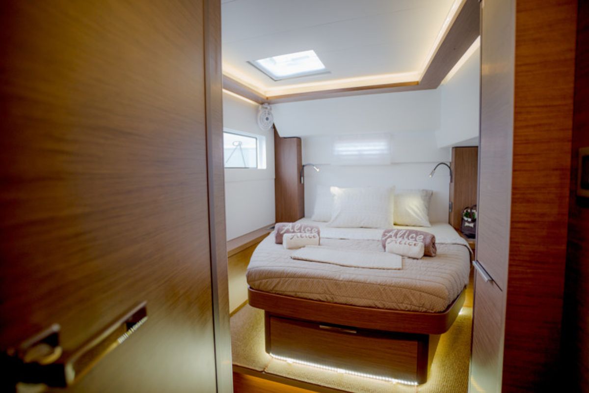 Cabin on Alice, a Lagoon 46 catamaran at Athens, Greece