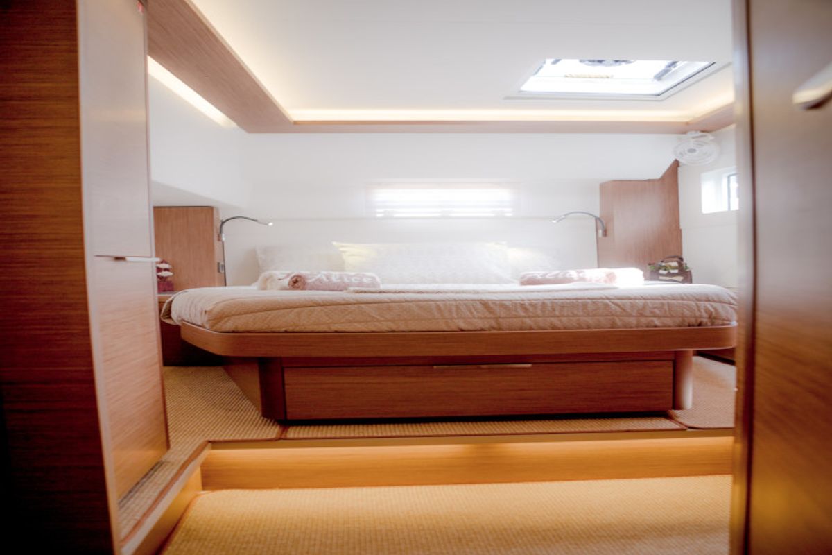 Cabin on Alice, a Lagoon 46 catamaran at Athens, Greece