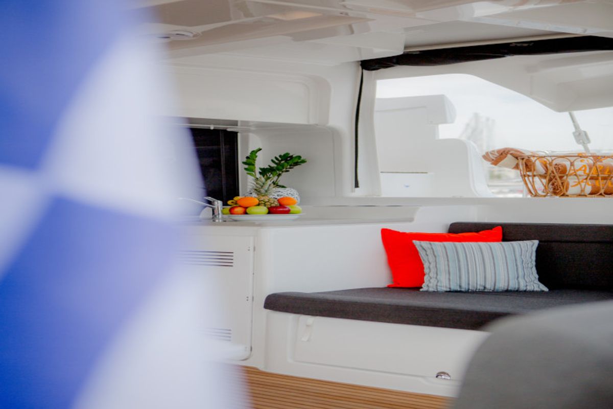 Galley of Alice, a Lagoon 46 catamaran at Athens, Greece