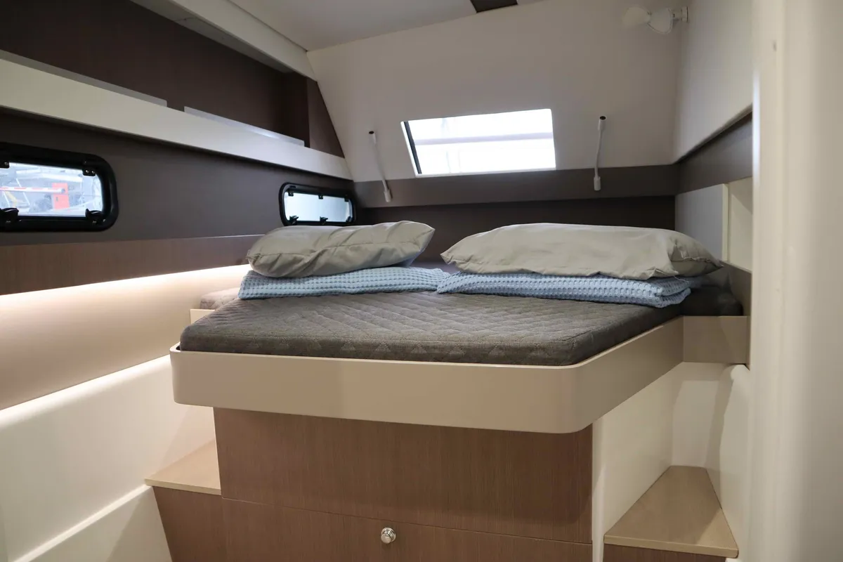 Cabin on Memories, a Bali 4.1 catamaran at Athens, Greece