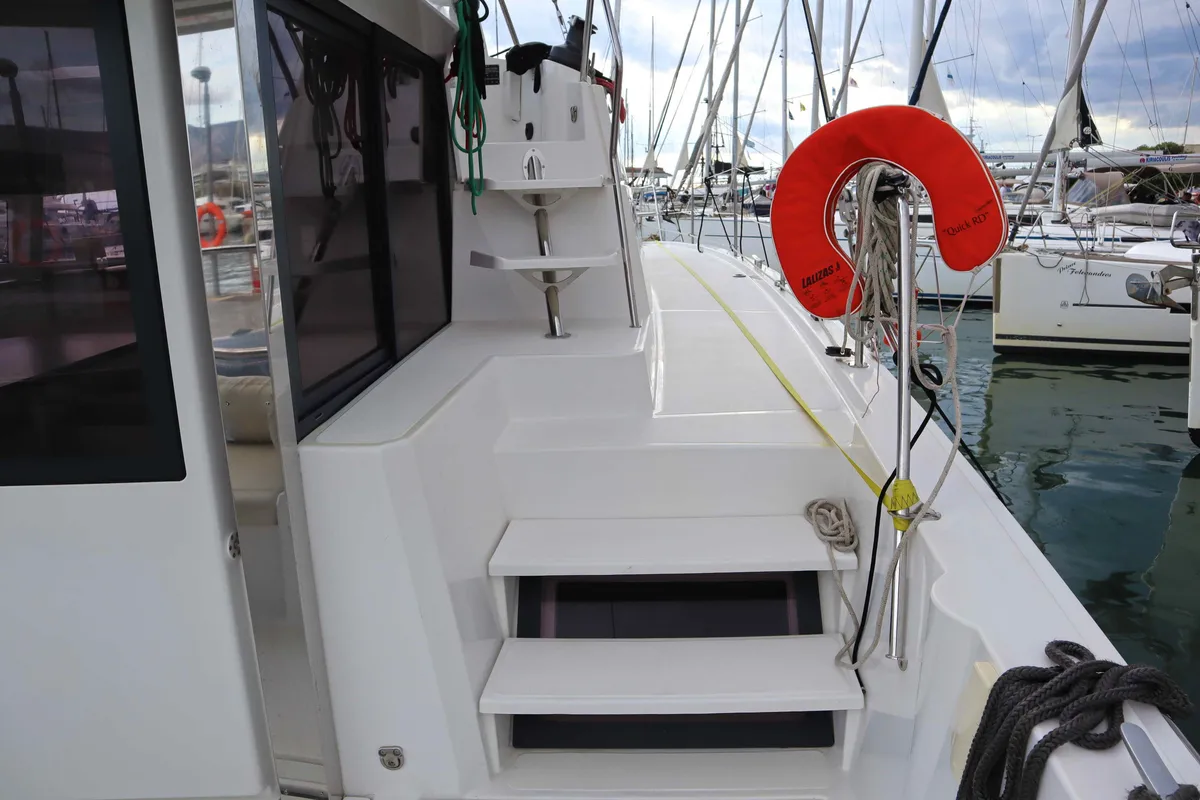 Deck of Memories, a Bali 4.1 catamaran at Athens, Greece