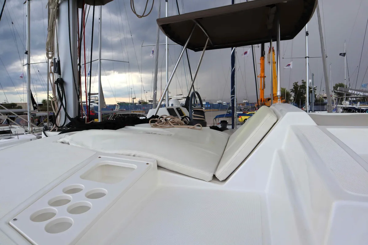 Deck of Memories, a Bali 4.1 catamaran at Athens, Greece