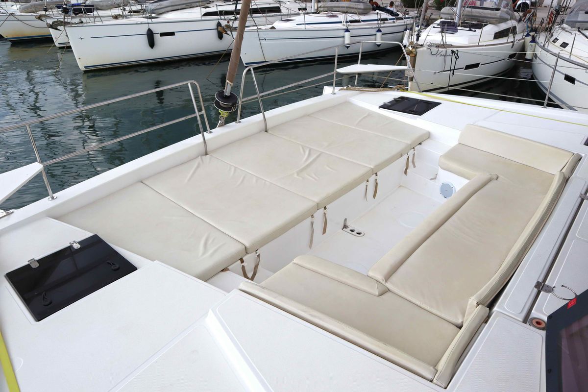 Deck of Memories, a Bali 4.1 catamaran at Athens, Greece