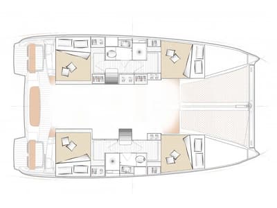 Floor plan of Eleftheria, a Excess 11 catamaran at Benitses, Greece