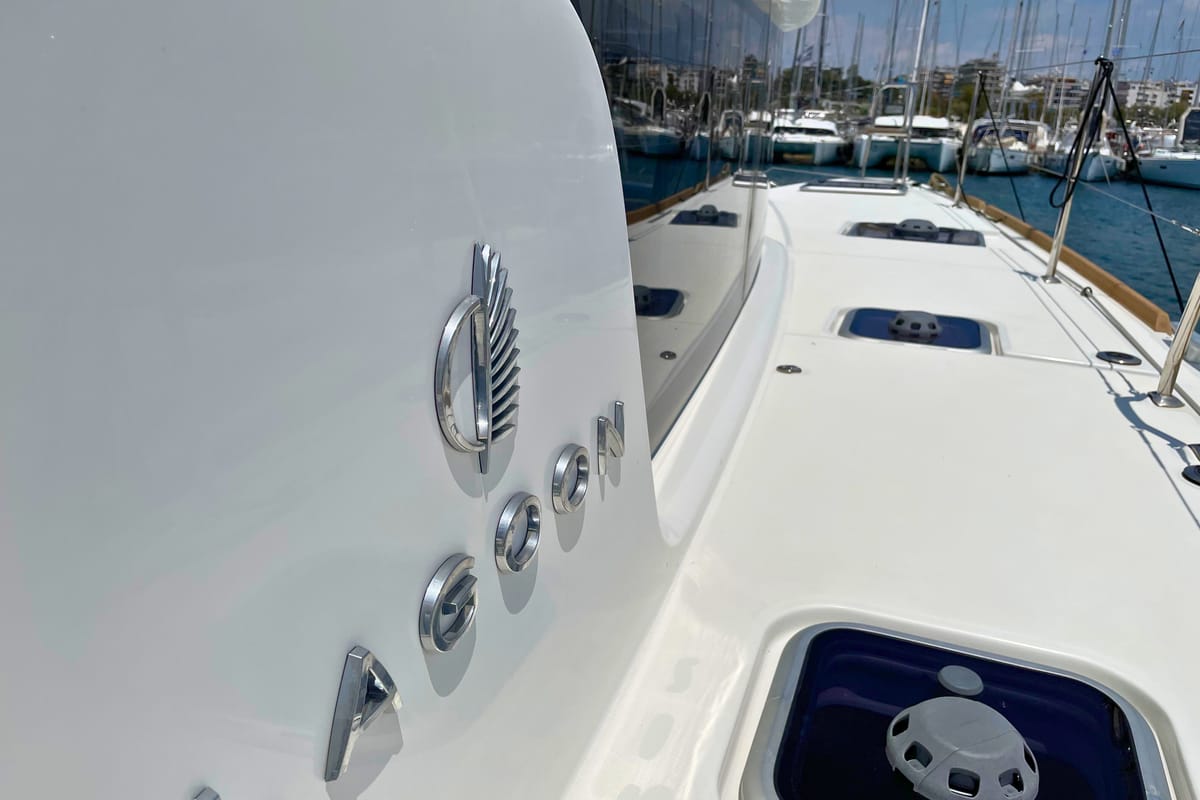Deck of Drifter, a Lagoon 40 catamaran at Municipal Unit of Lefkada, Greece