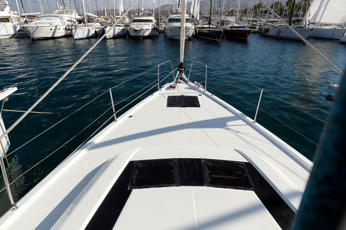 Deck of Amelie, a Beneteau Oceanis 51.1 sailboat at Kos, Greece
