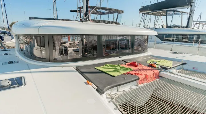 Deck of Amici, a Lagoon 42 catamaran at Athens, Greece