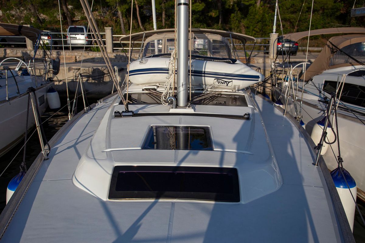 Exterior view of Vanila, a Dufour 360 GL sailboat at Mali Lošinj, Croatia