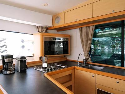 Galley of Benetnash II, a Lagoon 42 catamaran at Olbia, Italy
