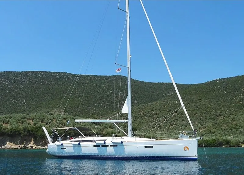 Exterior view of Amfithoe, a Jeanneau Sun Odyssey 519 sailboat at Volos Municipality, Greece