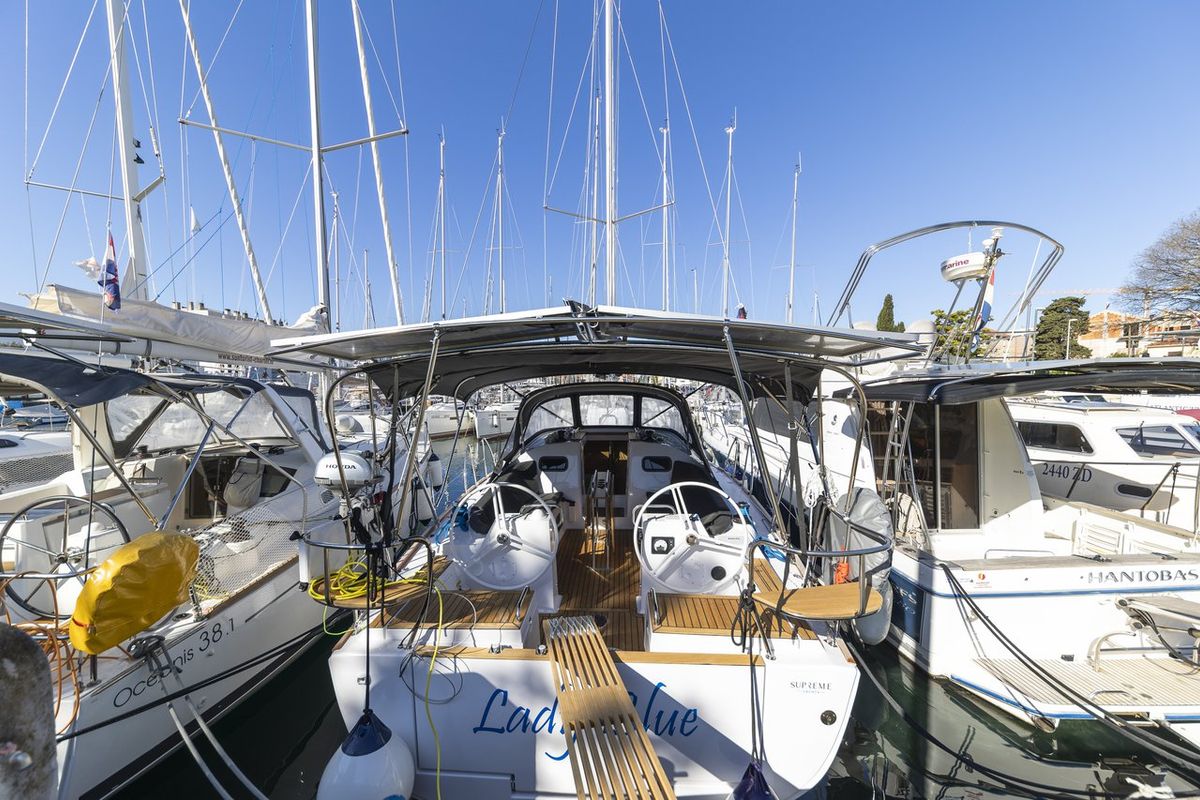 Cockpit of Lady Blue, a Elan Impression 40.1 sailboat at Zadar, Croatia