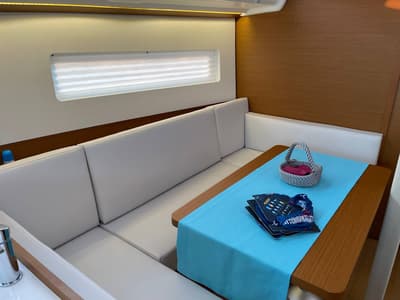 Just Happy, a Jeanneau Sun Odyssey 380 sailboat at Bodrum, Turkey