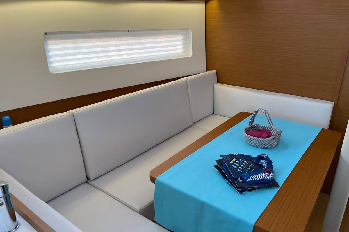 Just Happy, a Jeanneau Sun Odyssey 380 sailboat at Bodrum, Turkey