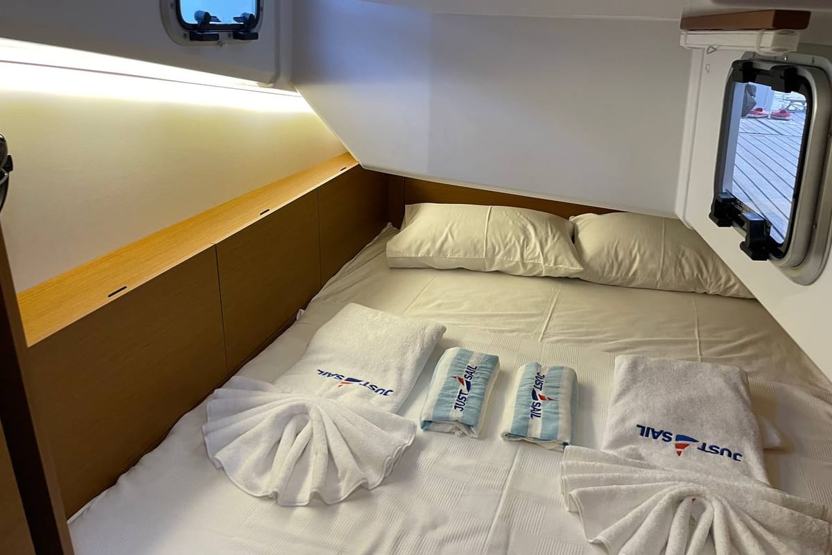 Just Happy, a Jeanneau Sun Odyssey 380 sailboat at Bodrum, Turkey