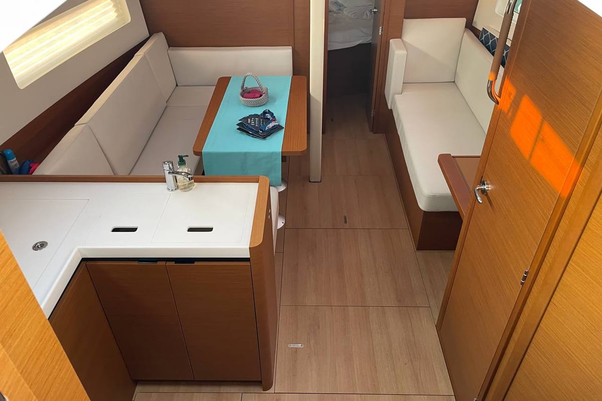 Just Happy, a Jeanneau Sun Odyssey 380 sailboat at Bodrum, Turkey