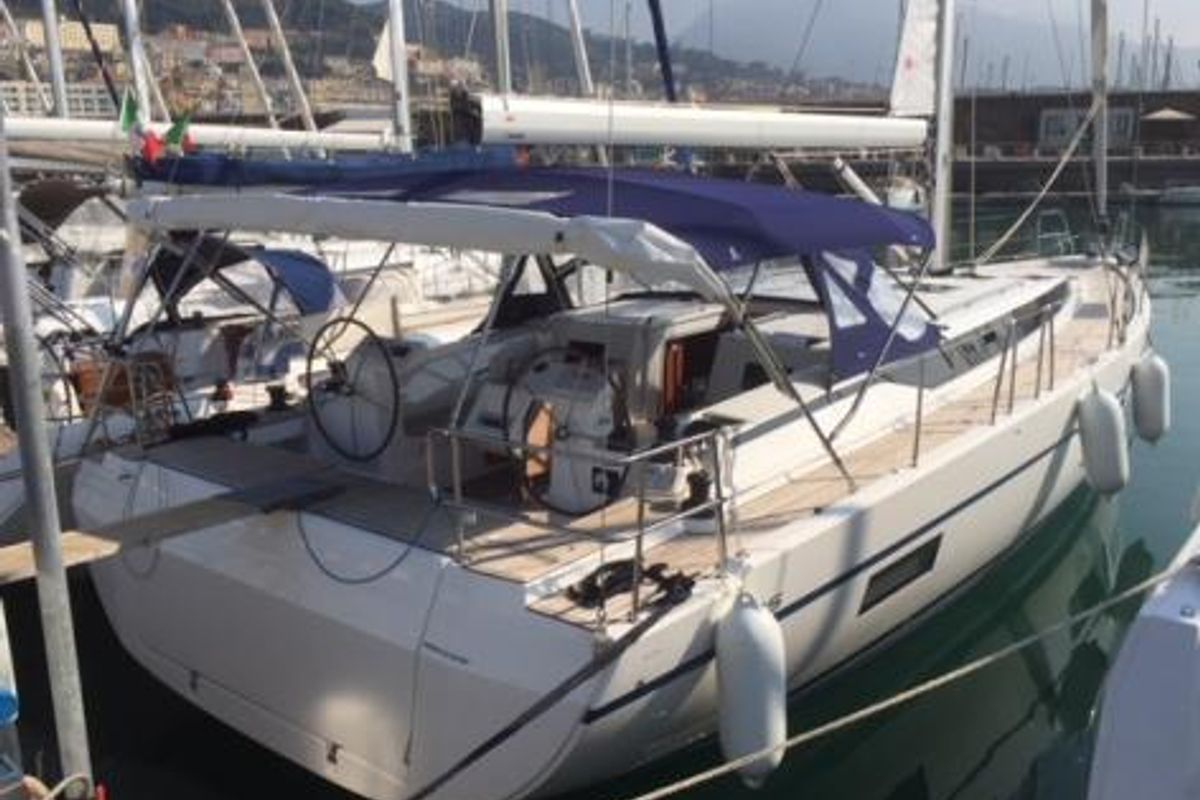 Exterior view of Alnair, a Bavaria C45 Holiday sailboat at Salerno, Italy