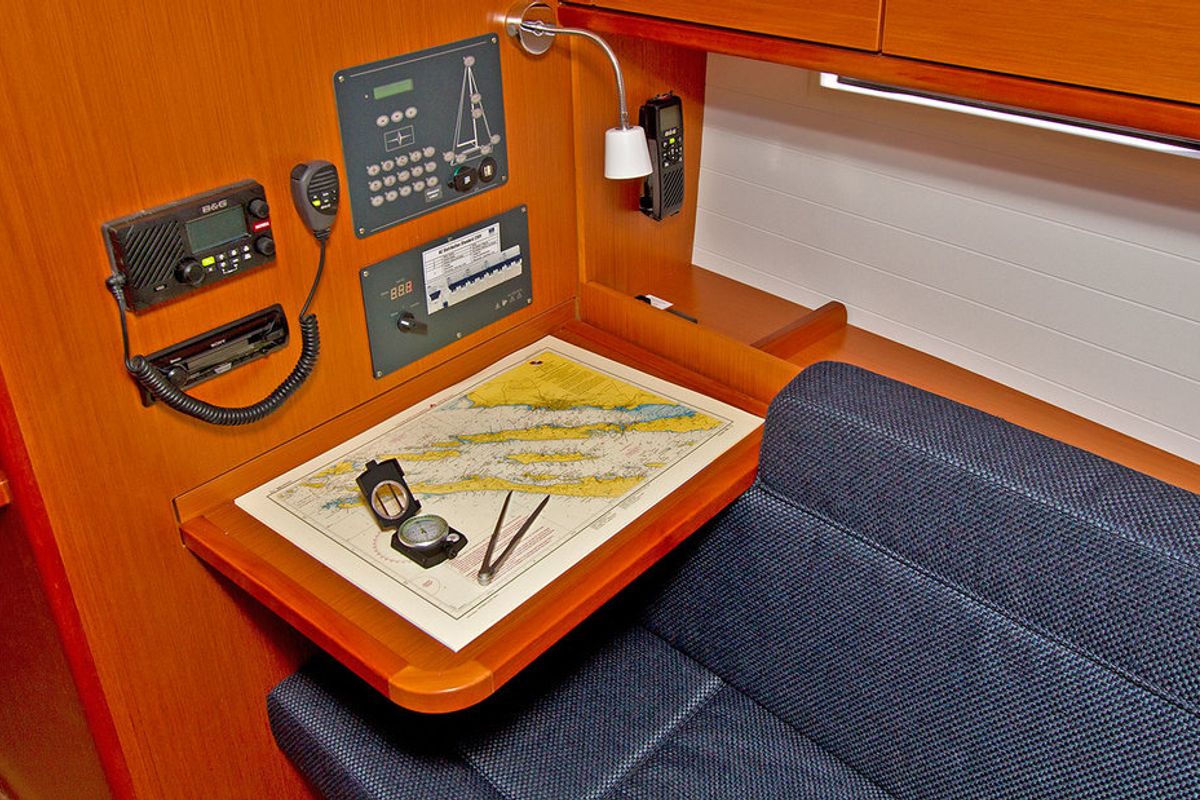 Salon of Lirica, a Bavaria Cruiser 37 sailboat at Split, Croatia