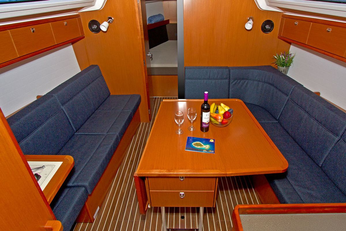 Salon of Lirica, a Bavaria Cruiser 37 sailboat at Split, Croatia