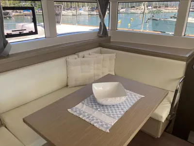 Salon of ATMOSFERA W, a Lagoon 40 catamaran at Paraty, Brazil