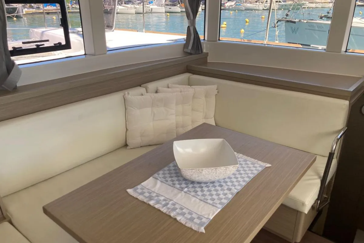 Salon of ATMOSFERA W, a Lagoon 40 catamaran at Paraty, Brazil