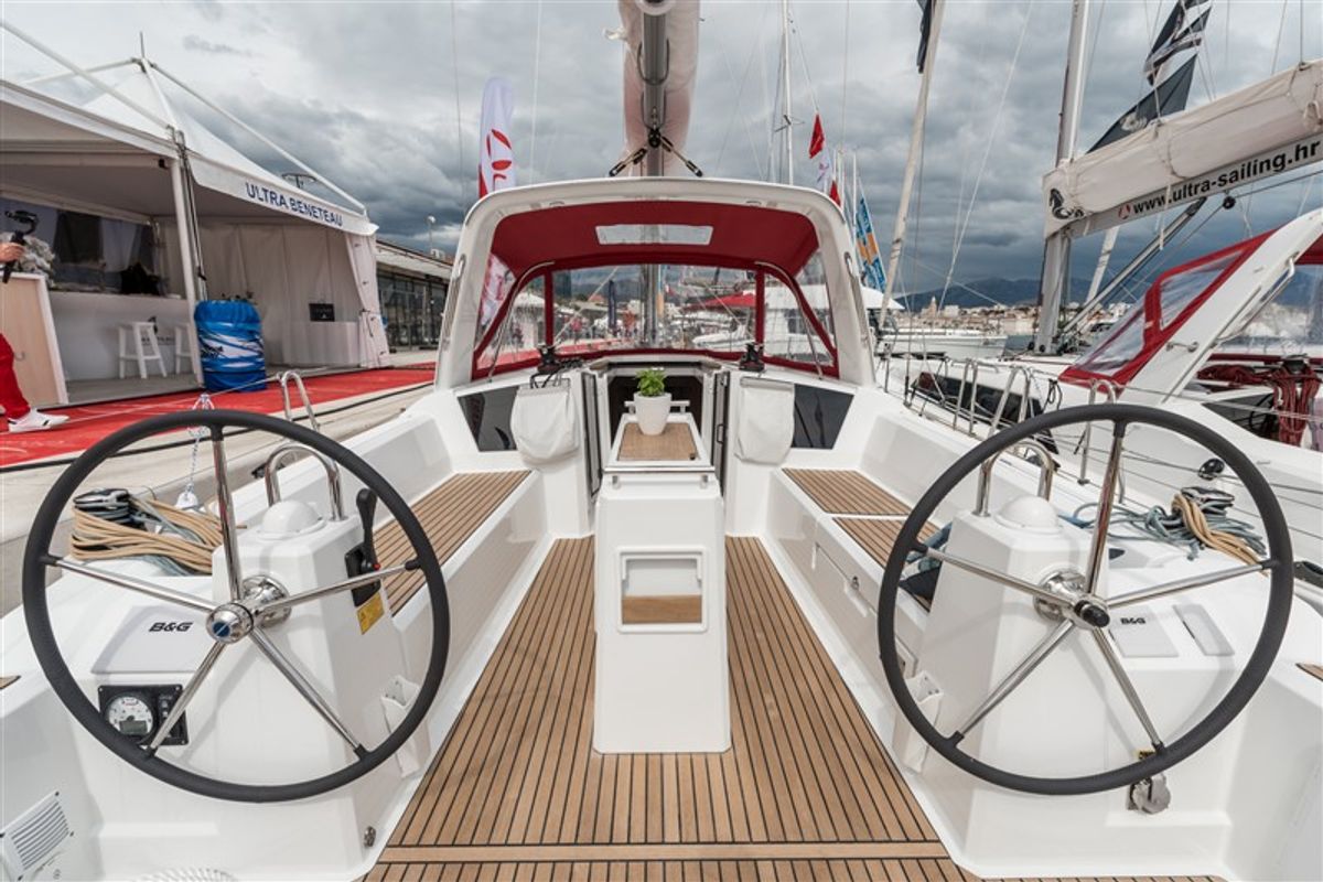 Cockpit of Majano, a Beneteau Oceanis 38.1 sailboat at Split, Croatia