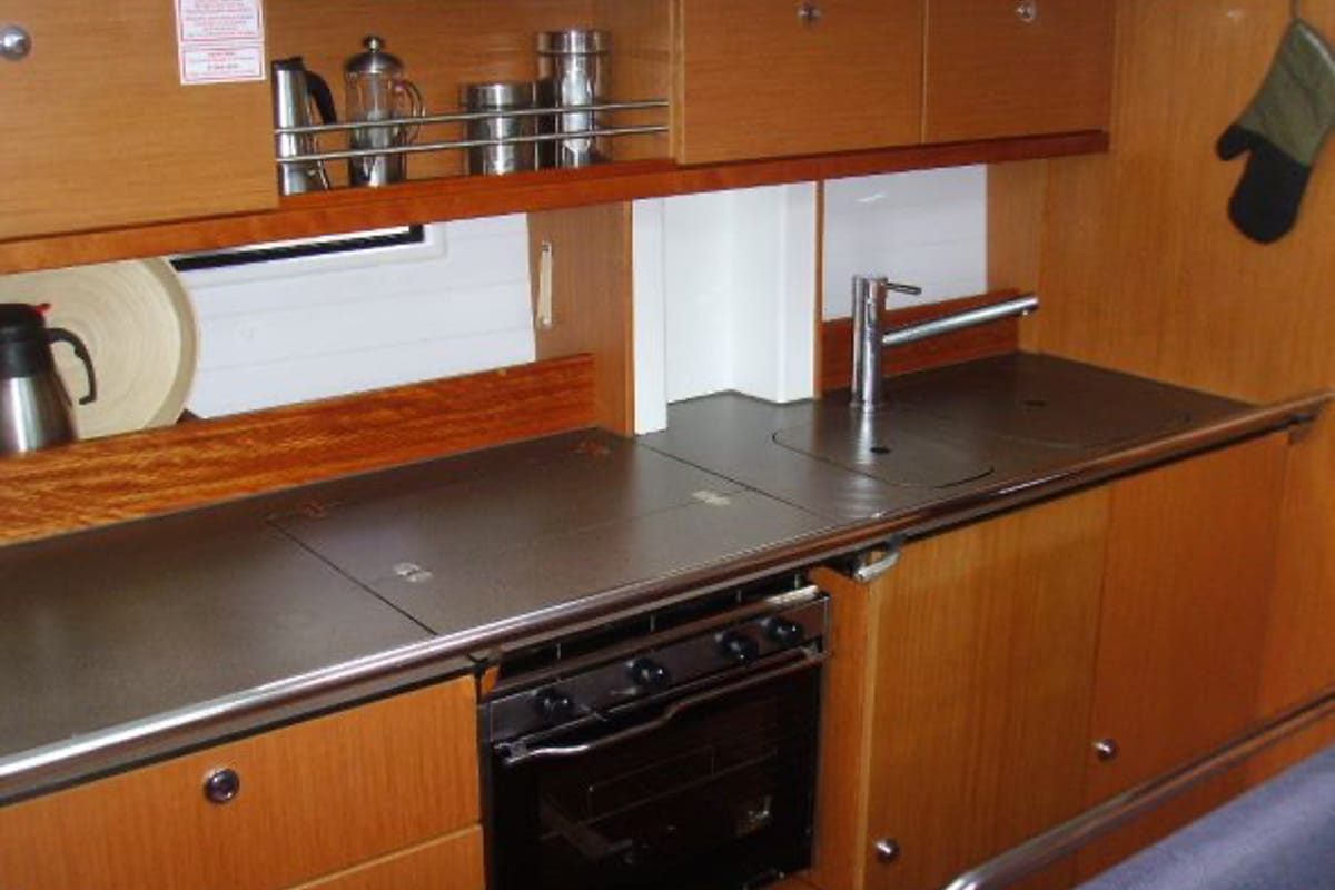 Galley of Patroklos, a Bavaria Cruiser 45 sailboat at Municipal Unit of Lefkada, Greece