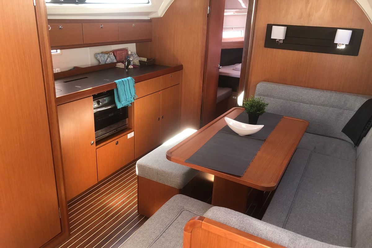 Salon of Northberry, a Bavaria Cruiser 41 sailboat at Fethiye, Turkey