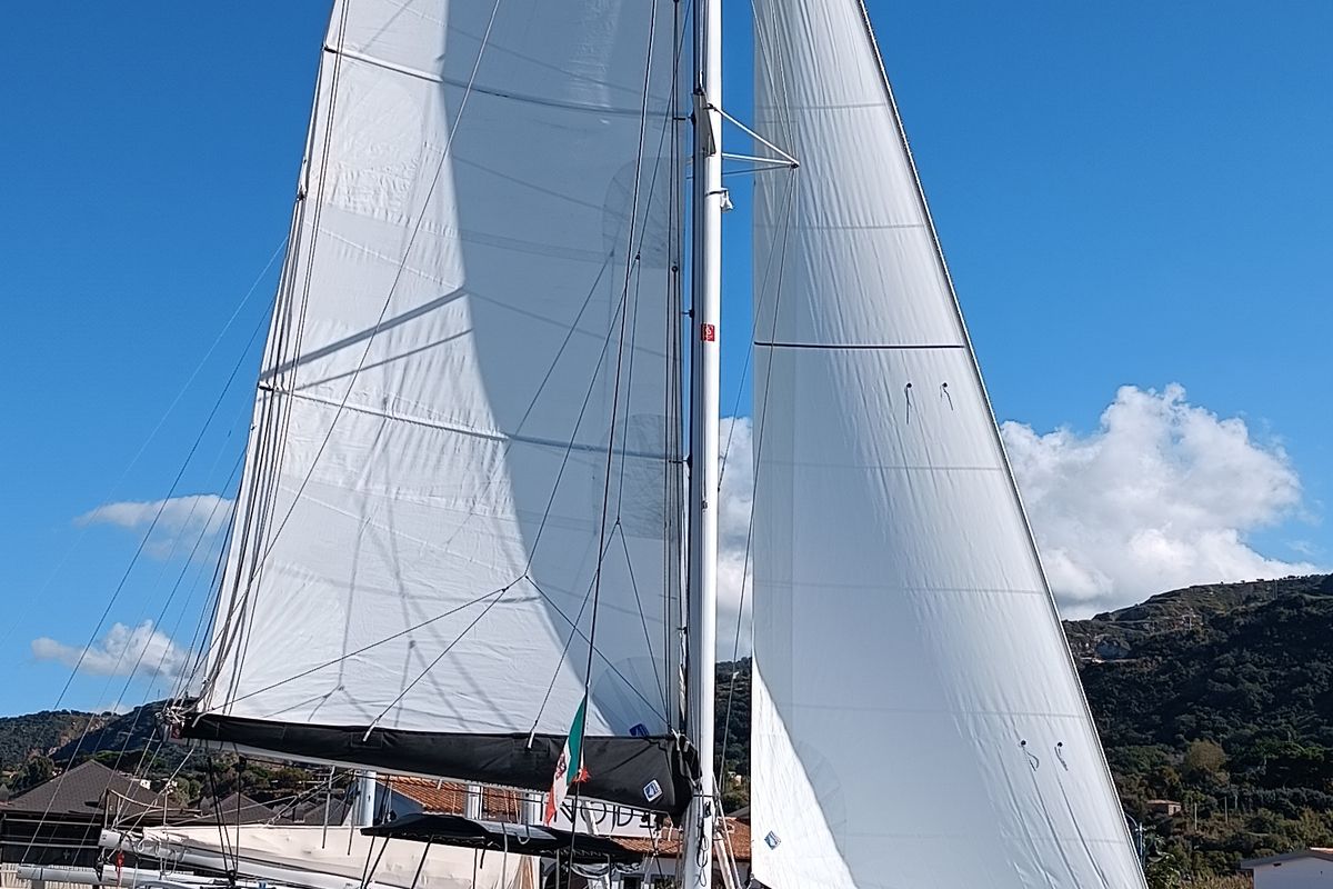 Exterior view of Easy to love, a Lagoon 42 catamaran at Tropea, Italy