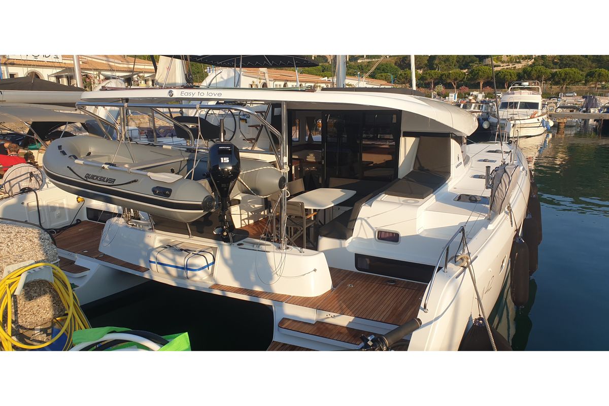 Exterior view of Easy to love, a Lagoon 42 catamaran at Tropea, Italy