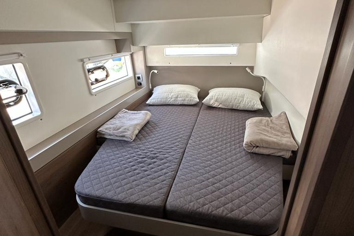 Cabin on Serenity, a Bali 4.2 catamaran at Municipal Unit of Apollonioi, Greece