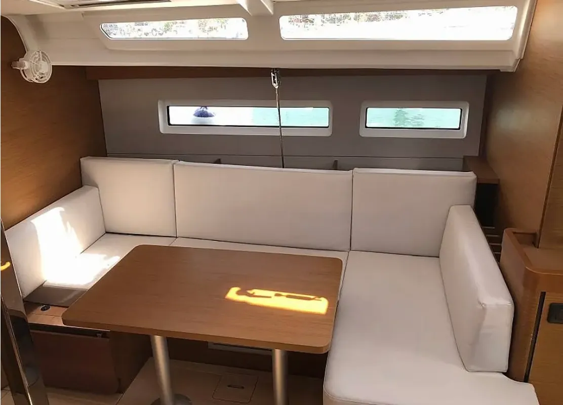 Salon of Tikal III, a Jeanneau Sun Odyssey 440 sailboat at Municipal Unit of Lefkada, Greece