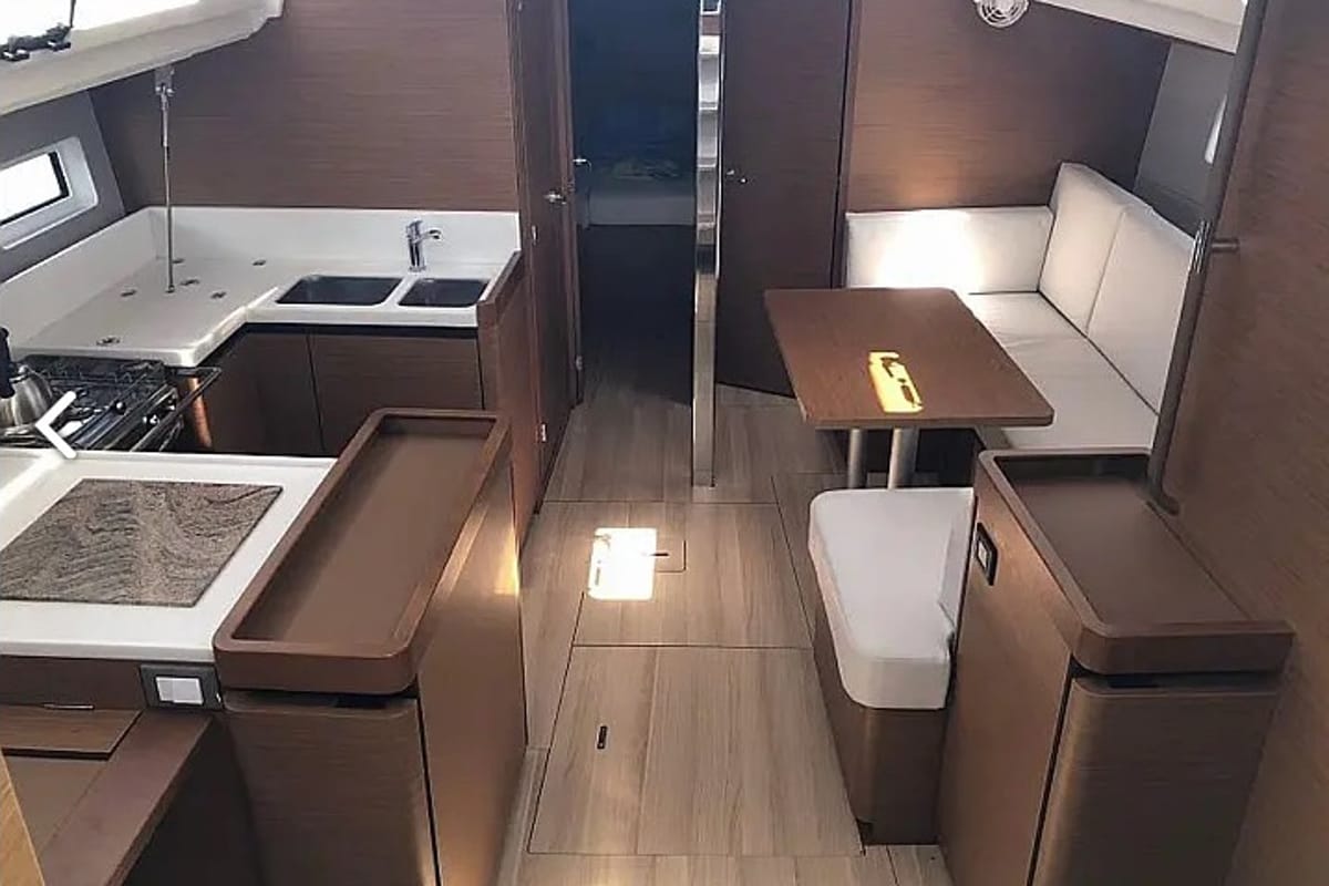 Tikal III, a Jeanneau Sun Odyssey 440 sailboat at Municipal Unit of Lefkada, Greece