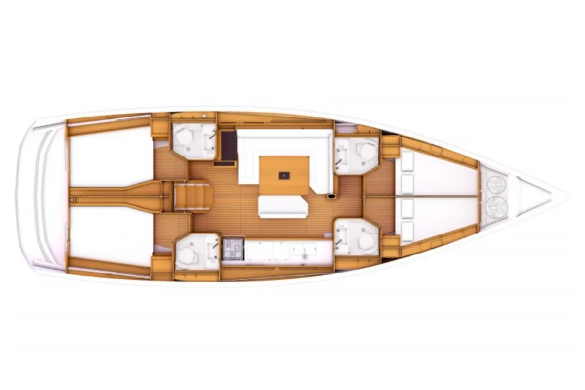 Floor plan of Jack, a Jeanneau Sun Odyssey 479 sailboat at Athens, Greece