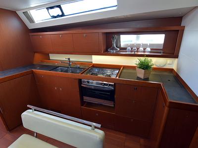 Galley of Semiramis, a Beneteau Oceanis 45 sailboat at Gouvia, Greece