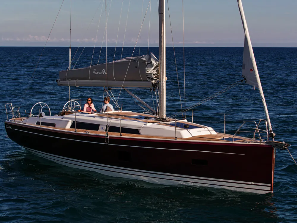 Exterior view of Barcelona, a Hanse Yachts Hanse 388 sailboat at Grad Šibenik, Croatia