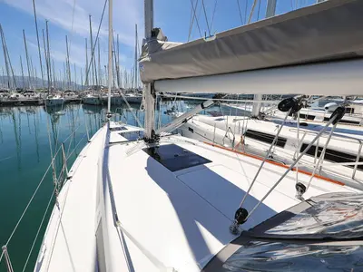 Barcelona, a Hanse Yachts Hanse 388 sailboat at Grad Šibenik, Croatia