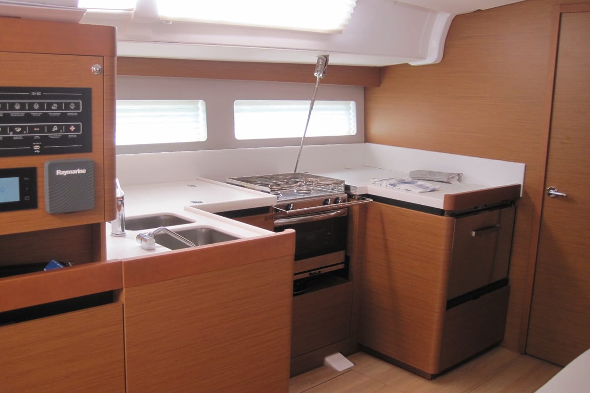 Teresa, a Jeanneau Sun Odyssey 490 sailboat at Capo d'Orlando, Italy
