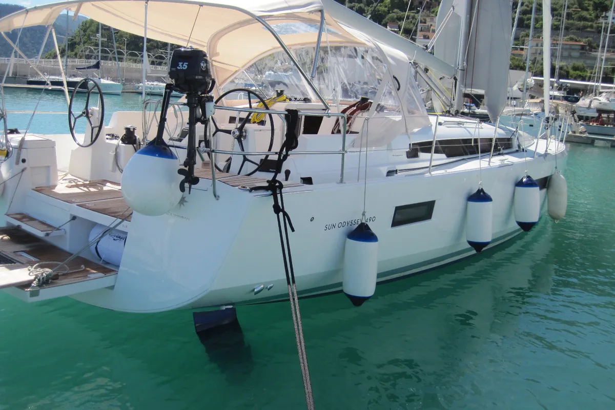 Teresa, a Jeanneau Sun Odyssey 490 sailboat at Capo d'Orlando, Italy