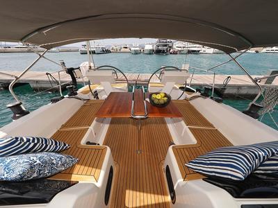 Deck of Purple Rain, a Hanse Yachts Hanse 455 sailboat at Grad Šibenik, Croatia