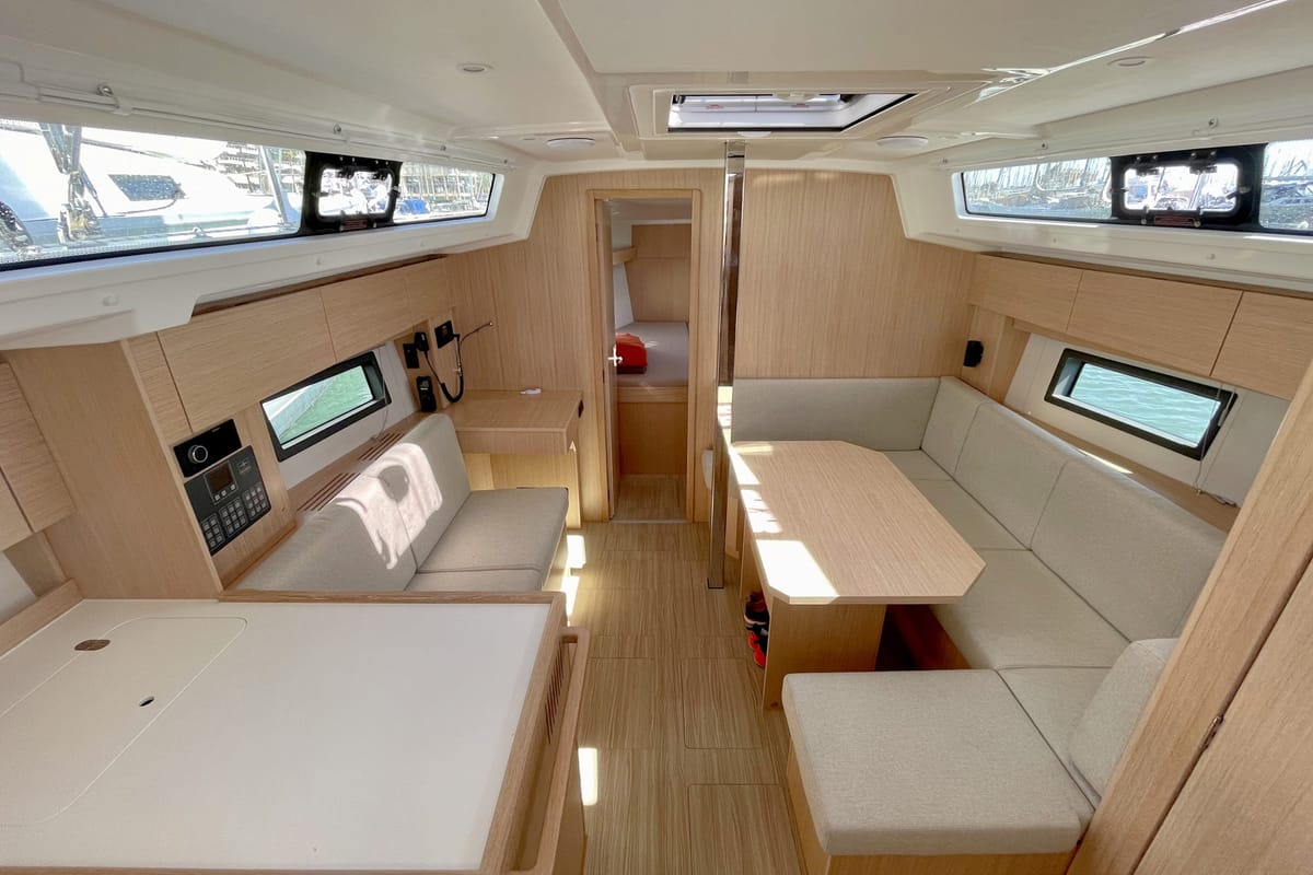 Salon of Levante, a Bavaria C38 sailboat at Palma de Mallorca, Spain