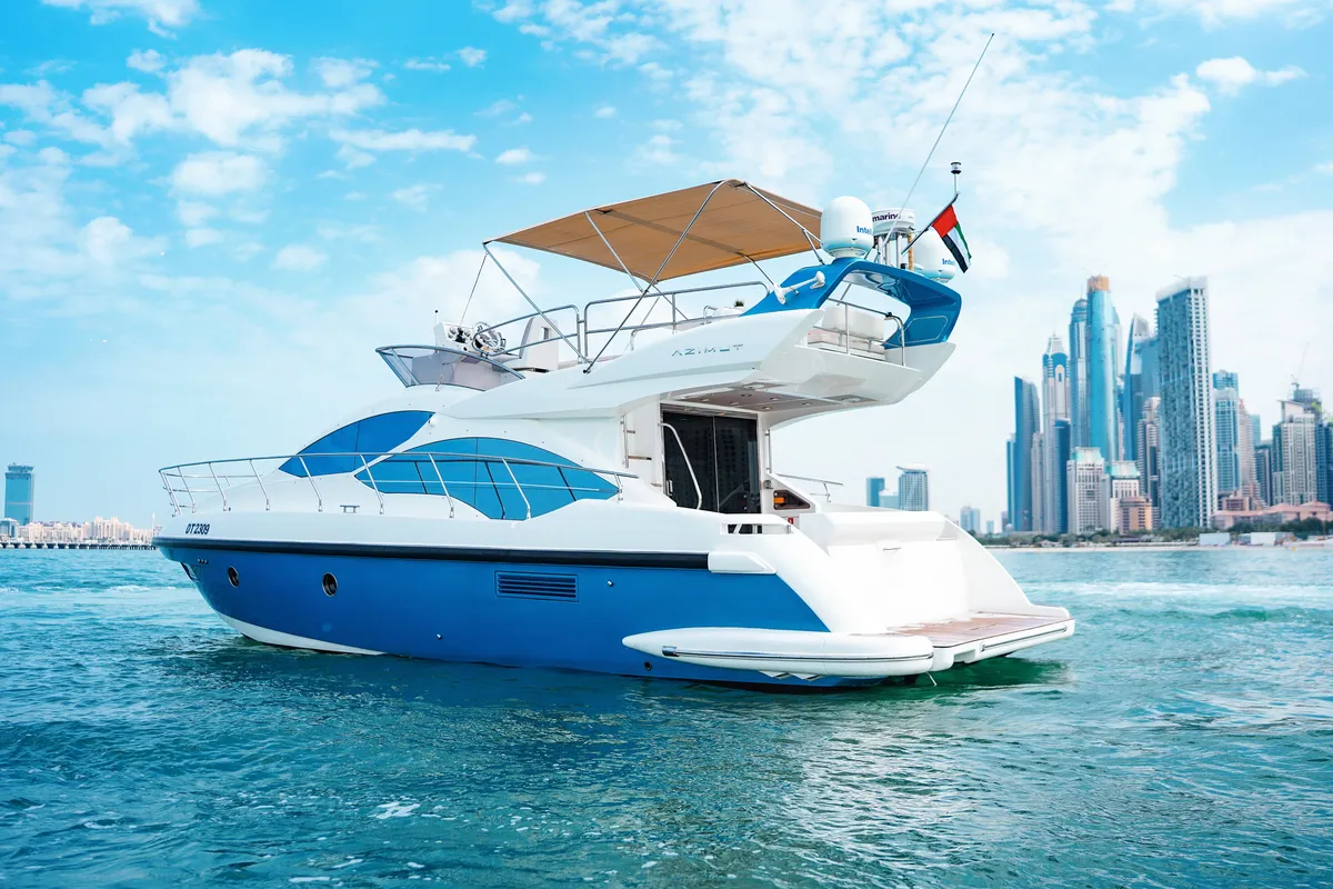 X33, a Azimut Azimut 50 yacht at Dubai Harbour, United Arab Emirates